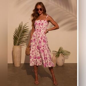 NWT Vici Pink and White Seashell Midi Dress size L